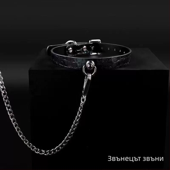 Кожено колие с Т-образна халка, геометричен дизайн, висулка от сплав, водно-вълнова верижка