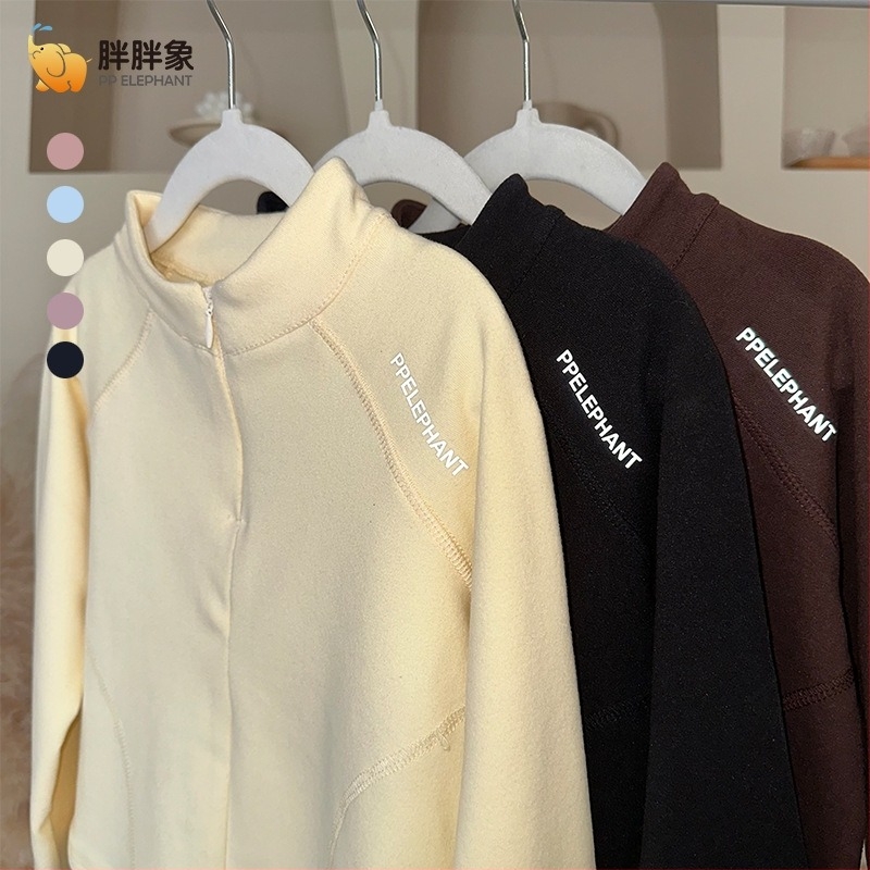 Fat Elephant Derong велюрен топ за деца с дълги ръкави, 100% полиестер, есен 2025