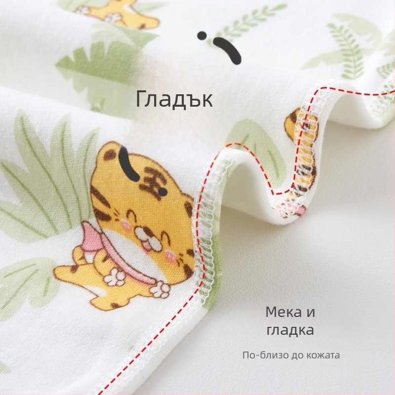 Бебешки памучен пижама-комбинезон с дълги ръкави, защита на корема, за новородени 0–12 месеца (до 80 см), 100% памук, пролетно‑есенен