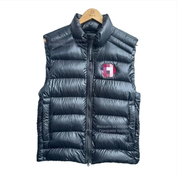 Мъжка жилетка с пух-памук, дебела зимна топлина, свободен силует, без качулка, ацетатна материя