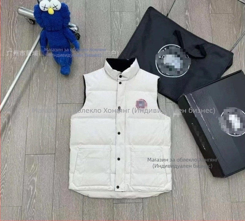 Мъжка жилетка с пух-памук, дебела зимна топлина, свободен силует, без качулка, ацетатна материя