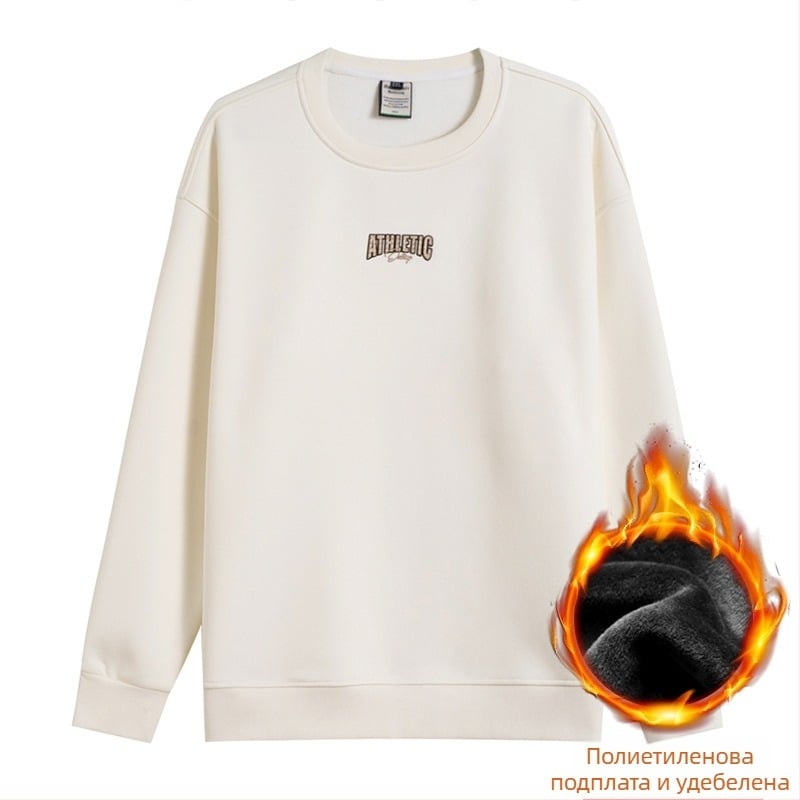 Суитшърт с поларена подплата, дебел и топъл – кръгла яка, дълги ръкави, свободна кройка