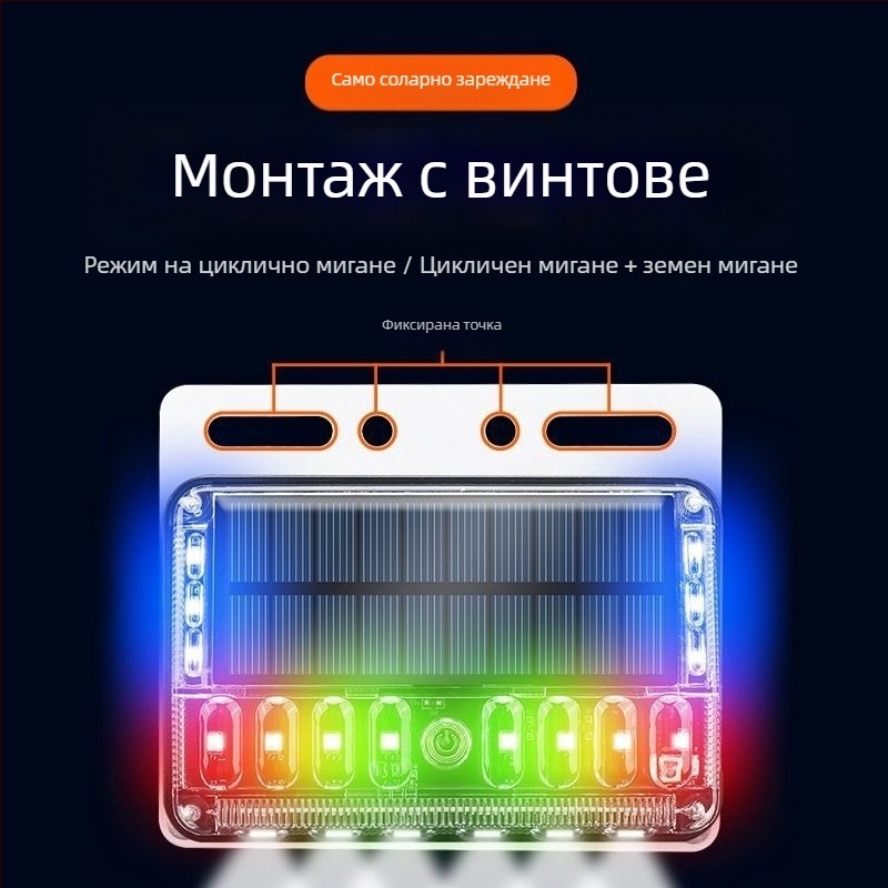LED светлина за мъгла за превозни средства – четвърто поколение докосваща слънчева мигалка; LED източник; живот 50 000 ч; подходяща за големи камиони, ремаркета, кранове, автобуси и мотоциклети