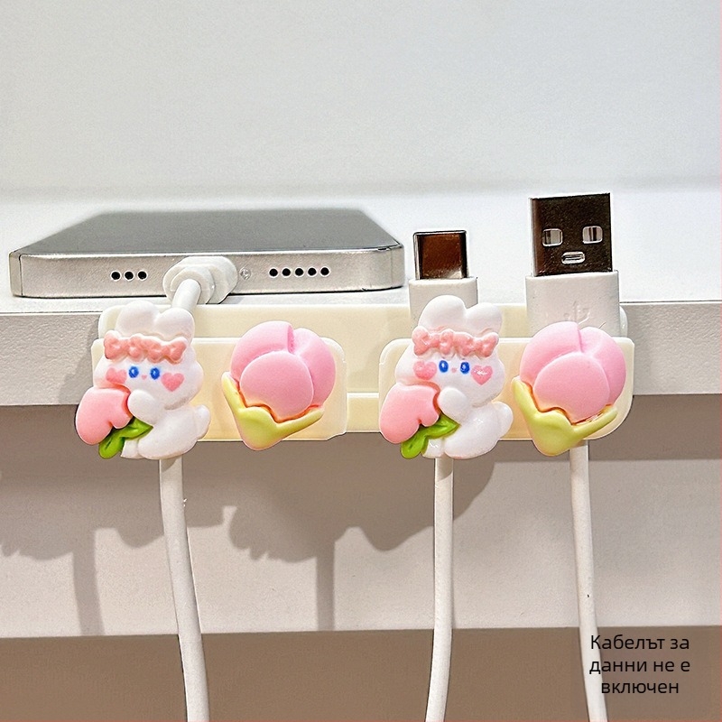 Органайзер за кабели за настолен и до леглото, съхранение на кабели за данни и зарядни кабели, ABS материал