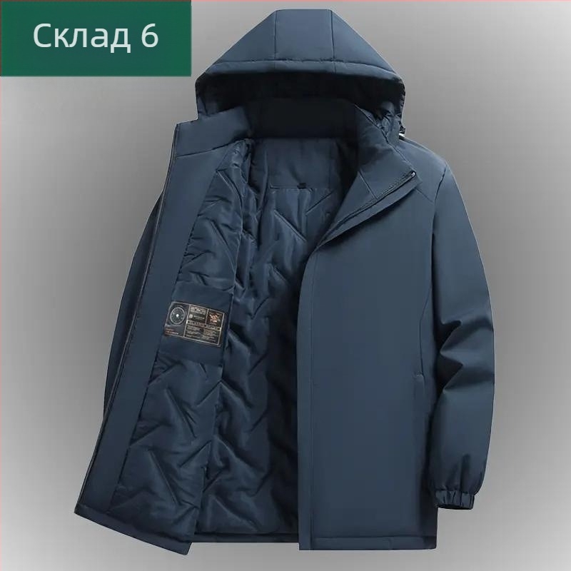 Мъжко есенно-зимно яке, дебело подплатено от полиестер, със ревери, стил за средна възраст