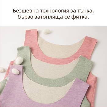 Термичен елек за жени, коприна‑вълна смес с De Velvet велурена подплата, подплатен с флийс, дебелина 251–300 g/m2, пуловер с кръгло деколте, едноцветен, оформя силуета