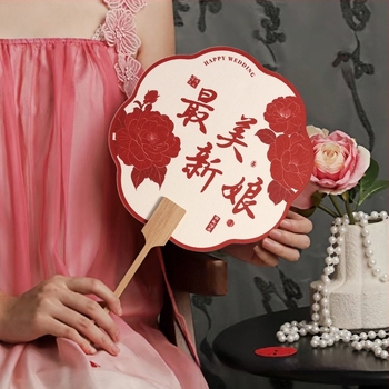 Сватбен фен за булка и шаферки – двустранен, хартиен, марка Luan wu, за сватбени снимки