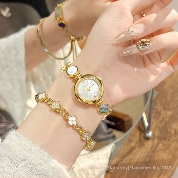 Mokago женски кварцов часовник 8163, перлен циферблат, корпус от сплав, водоустойчив до 30 м, спирална корона