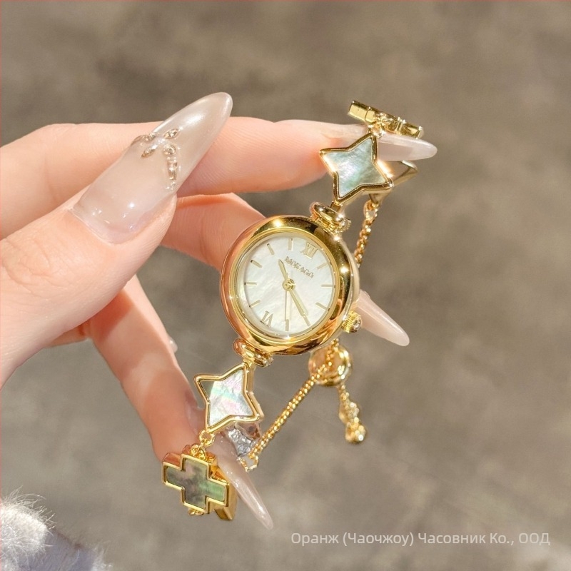 Mokago женски кварцов часовник 8163, перлен циферблат, корпус от сплав, водоустойчив до 30 м, спирална корона