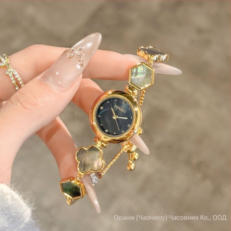 Mokago женски кварцов часовник 8163, перлен циферблат, корпус от сплав, водоустойчив до 30 м, спирална корона