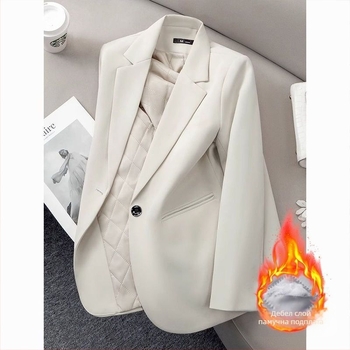 Дамски quilted жакет, А-образна кройка, поло яка, едно копче, Chenille плат със спандекс