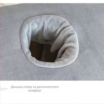 Постелка за масажно легло със отвори за лице за СПА – бебешки флийс, твил тъкан, едноцветен модел, реактивно боядисване, модерен минималистичен стил