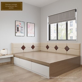 Tatami мек стенен панел за детска спалня — защита от удари, странична ограда за легло, персонализиране на обработката, Baker Cloud (Материал: изкуствена кожа; Стил: модерен минимализъм; Персонализация: Да)