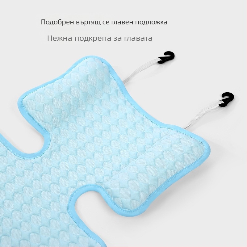 Подложка за седалка на детска количка, дишаща охлаждаща, за бебета 0–12 месеца, съвместима с петточков колан, универсална