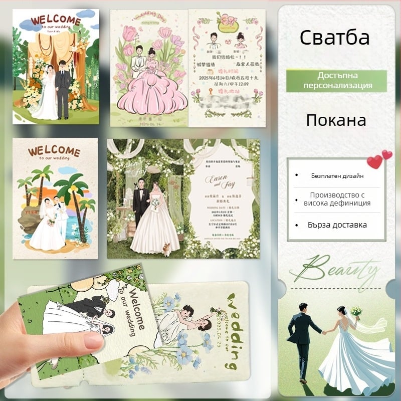 Персонализирана покана за първи рожден ден на бебето от семенна хартия, формат карта, екологичен материал