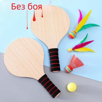 Ракетка за тенис на маса от масивно дъбово дърво, хоризонтален удар, печатано лого