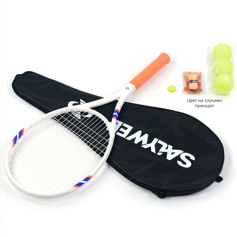 Тенис ракета с карбонова рамка, найлонови струни, тегло 95–100 g, екстра твърда, директен удар