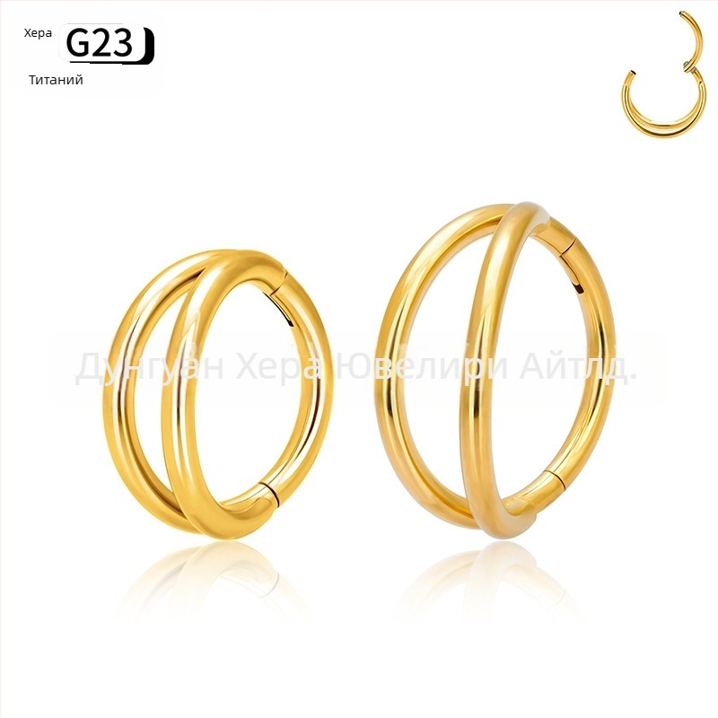 Носна халка с цирконова вставка, титанова сплав G23, двойно фасетиран ръб с диаманти, гравирано пирсинг бижу