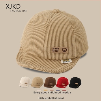 Зимна Corduroy бебешка бейзболна шапка, регулируема, с къс козир и куполна корона, за 6–12 месеца и 1–2 години
