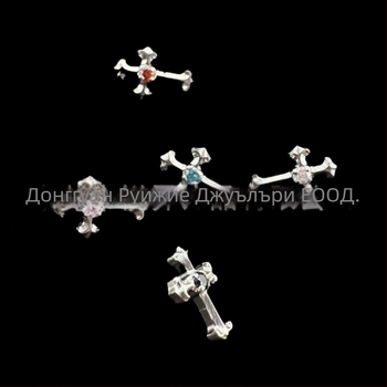 F136 кръстовидни обици от титанова сплав, ретро стил, полирани, с 5A циркон