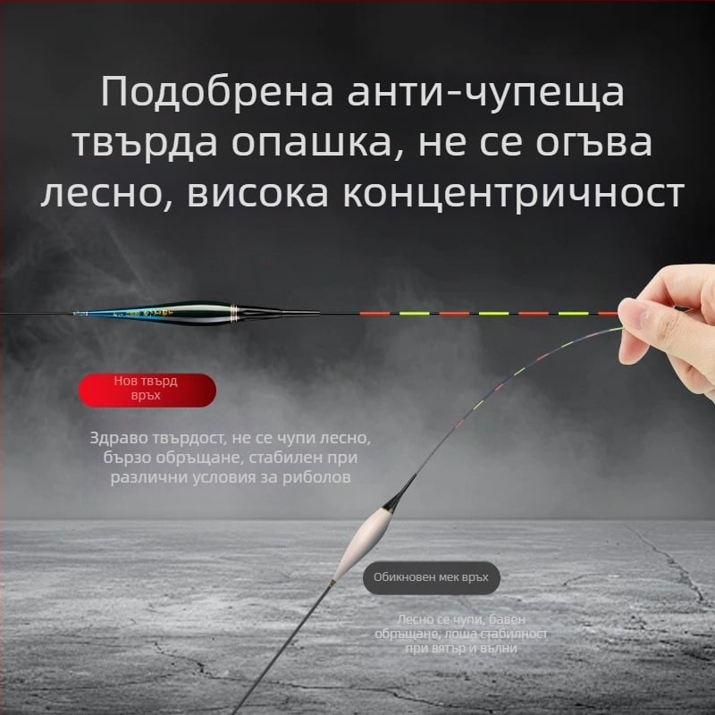 Mermaid вертикална дрейф плувка с електронен сигнализатор за ухапване, композитен корпус, твърд хвост, деннощно използване