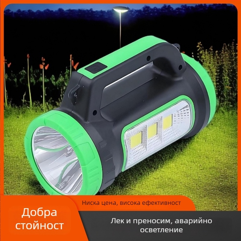 LED фенер с ръчно задвижване и слънчево захранване, презареждащ се за къмпинг, 10W, 1200mAh, LED светлина, обхват до 50 м