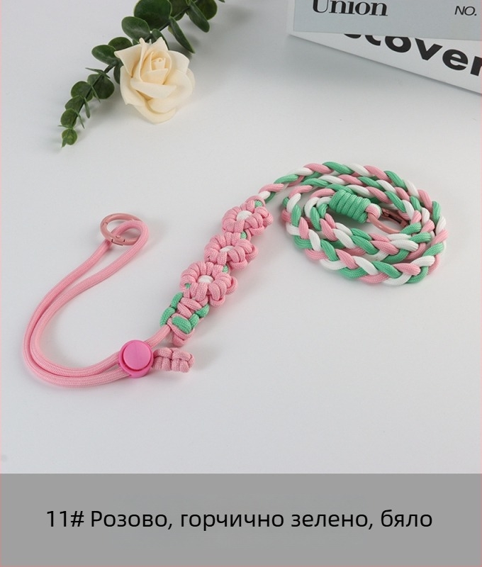 Jing Orange шнур за телефон с флорална тъкан, регулируем, унисекс, ръчна изработка, полиестер, пластмасова катарама