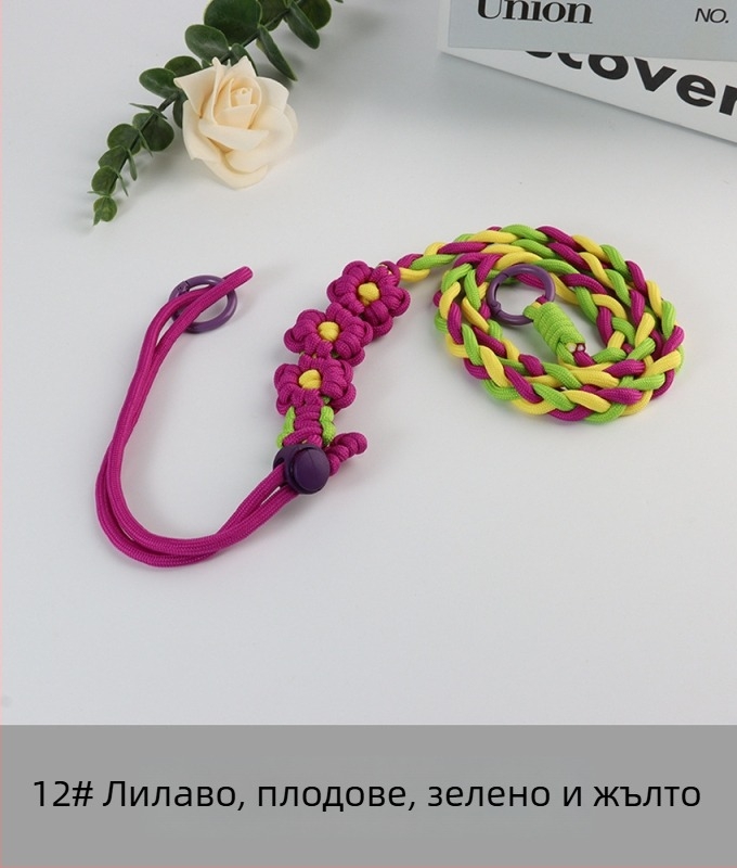 Jing Orange шнур за телефон с флорална тъкан, регулируем, унисекс, ръчна изработка, полиестер, пластмасова катарама