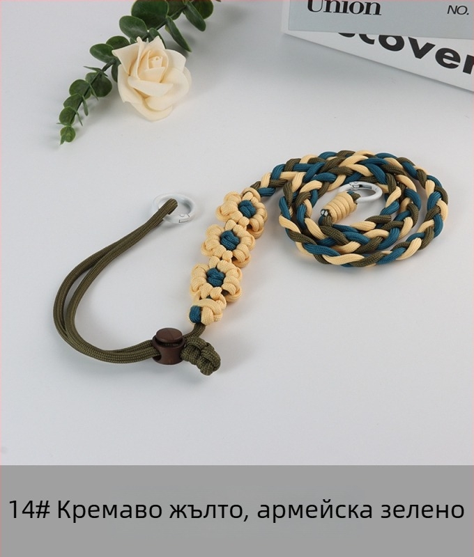 Jing Orange шнур за телефон с флорална тъкан, регулируем, унисекс, ръчна изработка, полиестер, пластмасова катарама