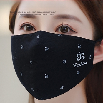 Женска 3D топла памучна маска за лице, пераща се, дишаща, за зимно-есенно каране на велосипед