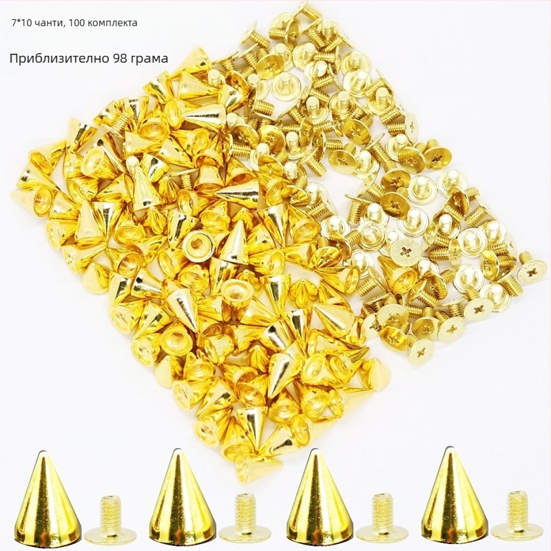 Шипована заклепка с конусовидна глава, сплавна винтова база за палта, обувки, шапки, колани и чанти