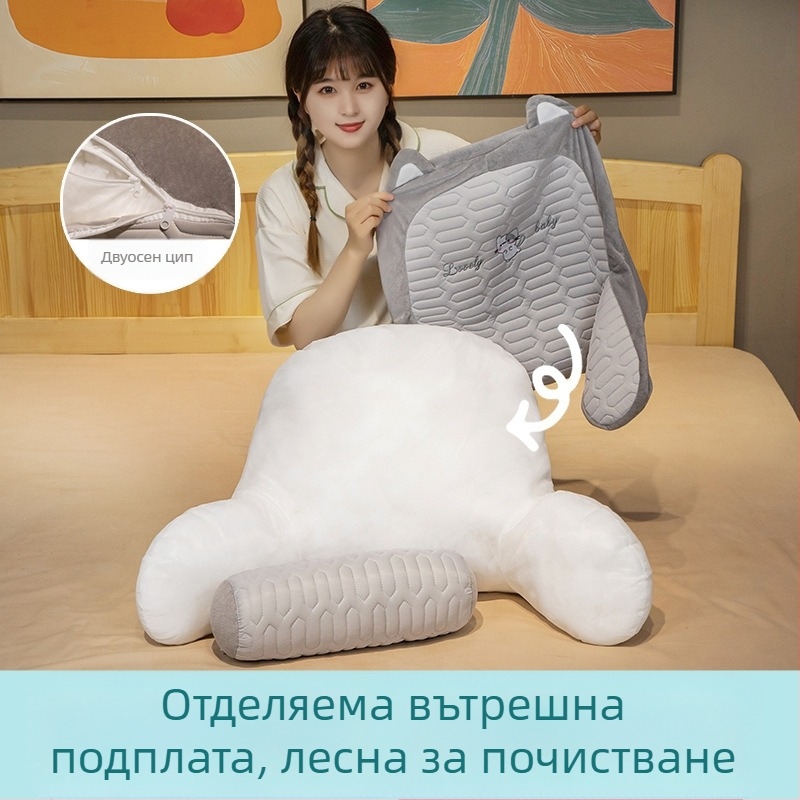 Възглавница за облегалка за диван/офис стол, Ice Silk текстил, PP cotton пълнеж, карикатурен животински принт, бродиране/печат/шевове