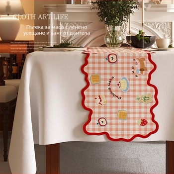 Табличка за маса с дантела, нестандартна форма, чайна подложка с карикатурен дизайн, водоустойчива, 80% полиестер / 20% памук