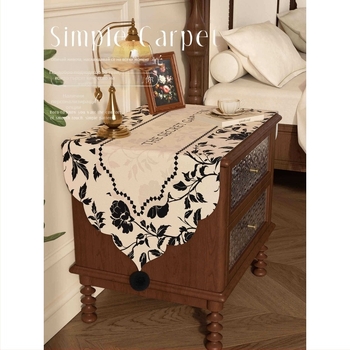 Покривка за нощно шкафче и край на леглото, античен пасторален стил, прахозащитен декоративен плат, полиестерно влакно, подходяща за всекидневна, спалня, кабинет и детска стая