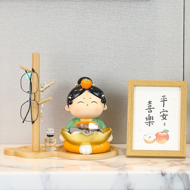 Смолена декоративна поставка за ключове в стил Тан династия, рисувана повърхност, марка Tang Yi