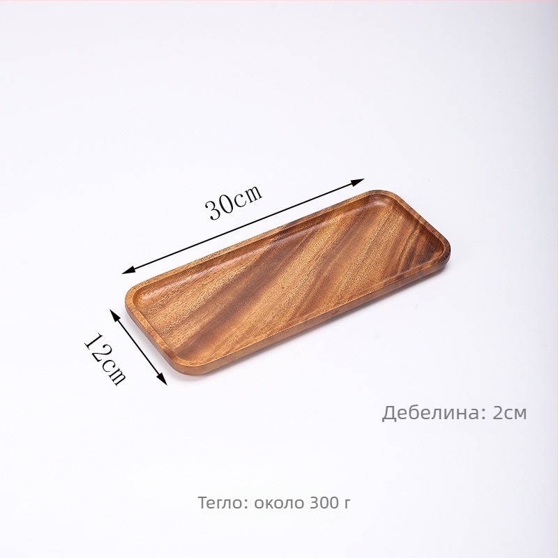 Японски стил чиния от орехово дърво, квадратна, полирана повърхност, възможност за печат на лого