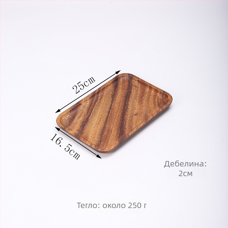 Японски стил чиния от орехово дърво, квадратна, полирана повърхност, възможност за печат на лого