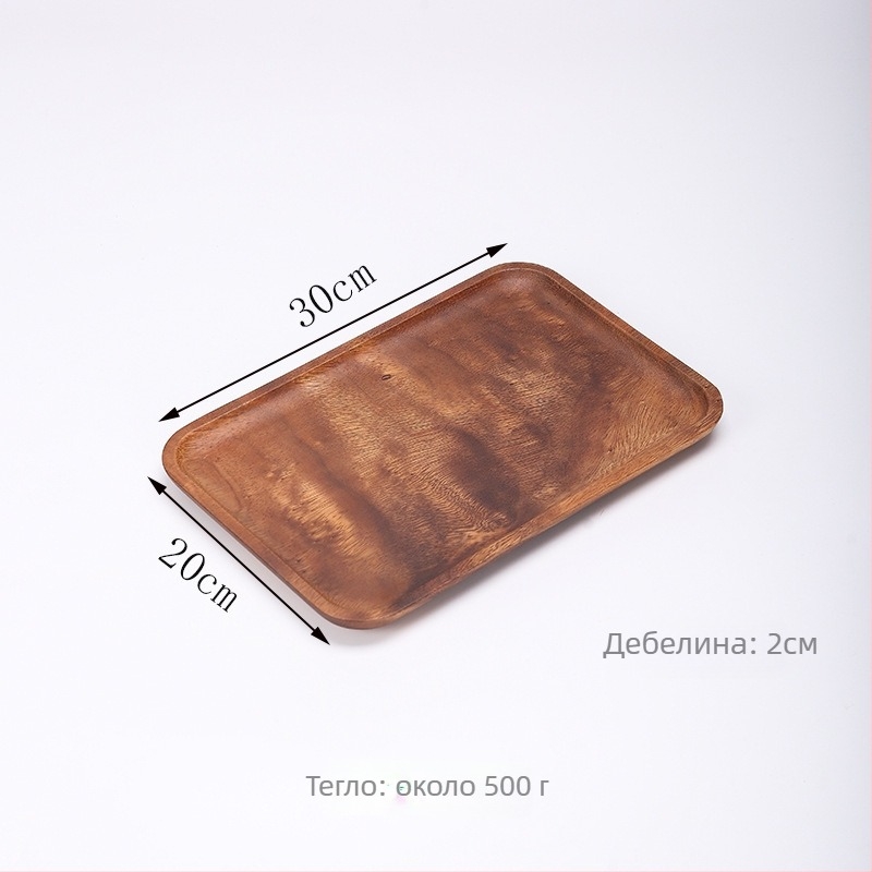 Японски стил чиния от орехово дърво, квадратна, полирана повърхност, възможност за печат на лого