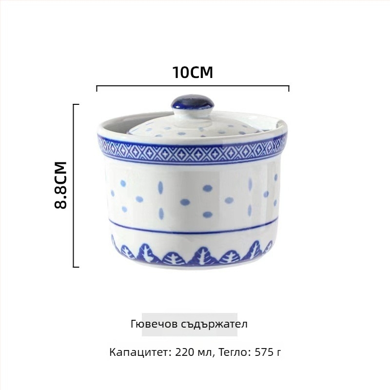 Порцеланова купа с флорални мотиви, подглазурно оцветяване, микровълнова безопасна, стил Нов Китай