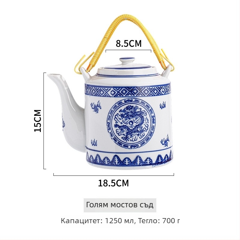 Порцеланова купа с флорални мотиви, подглазурно оцветяване, микровълнова безопасна, стил Нов Китай