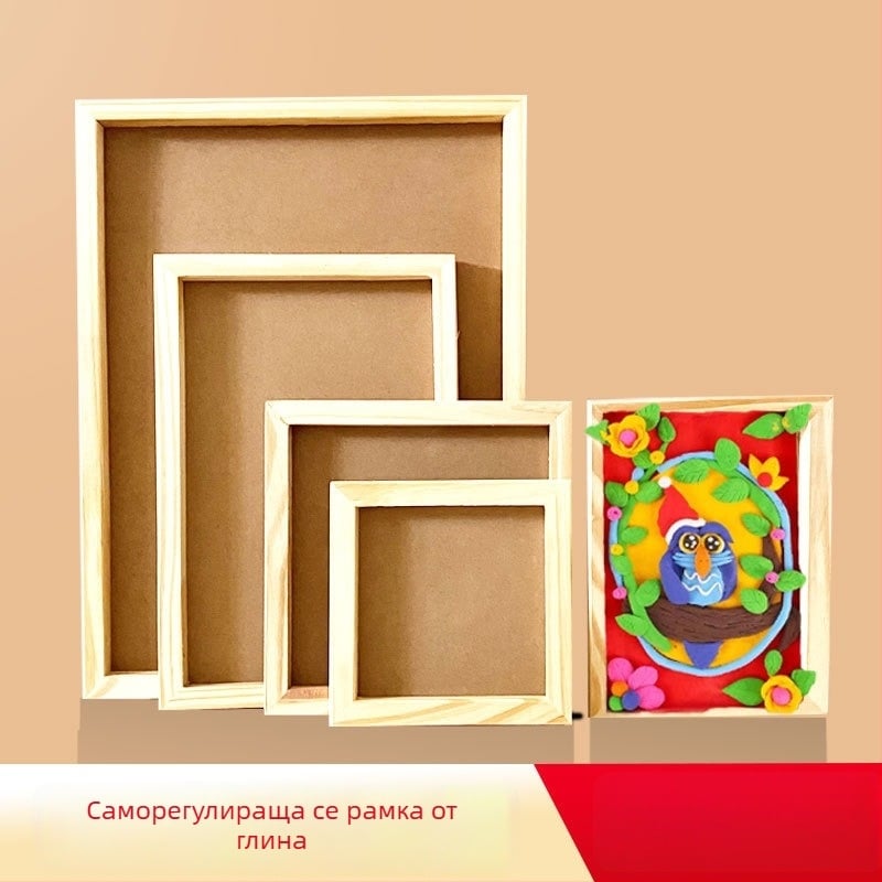 Рамка за снимки от борово дърво, правоъгълна форма, марка Mingbojia, карикатурен дизайн