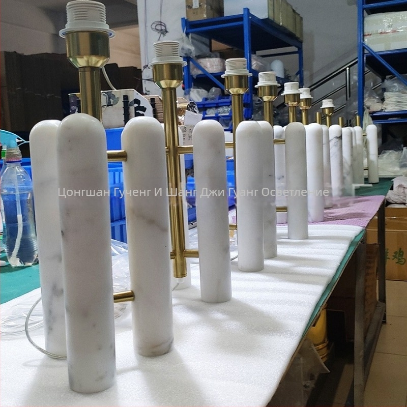 Настолна лампа с мраморно цилиндрично тяло, модерен минималистичен стил, TD841, 220V, нощно осветление и амбиентно осветление