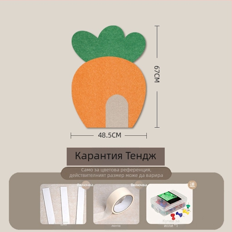 Антиударен стенен стикер за детска стая с дървесен модел, комплект от 2 части, мек защитен кант до леглото, декоративна фетрова дъска.