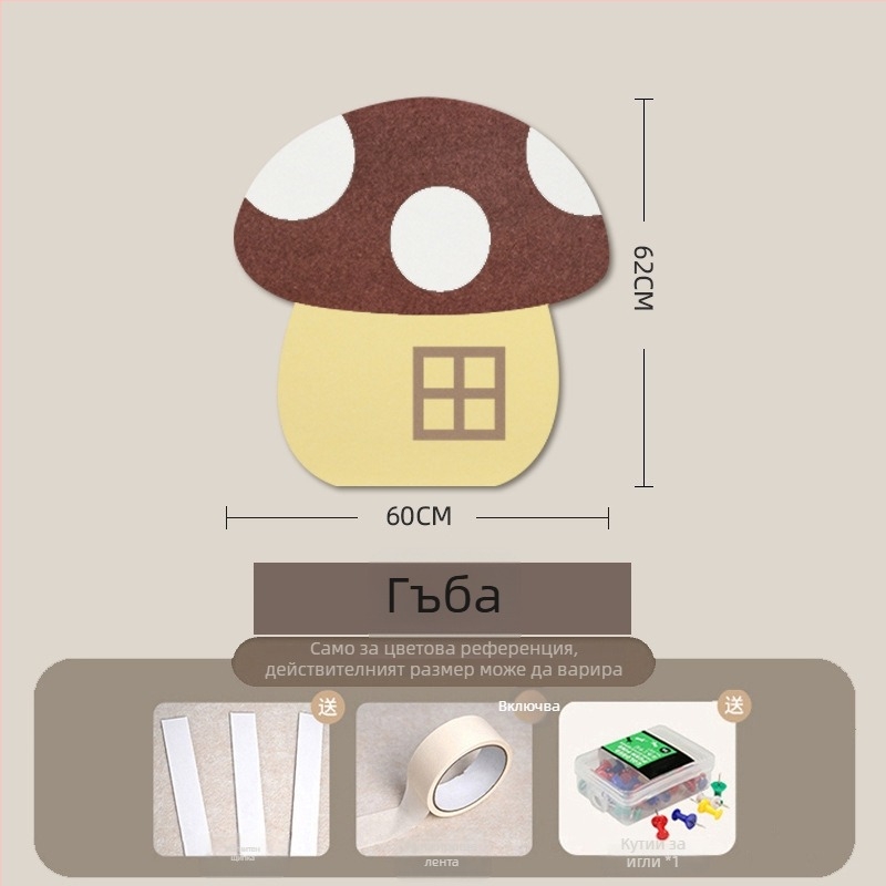 Антиударен стенен стикер за детска стая с дървесен модел, комплект от 2 части, мек защитен кант до леглото, декоративна фетрова дъска.