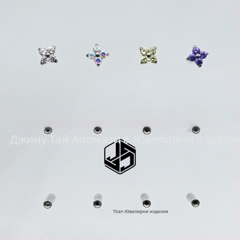 Обеци от имплант-титанов сплав, диамантна обработка, цветеобразна форма, циркониев кристал