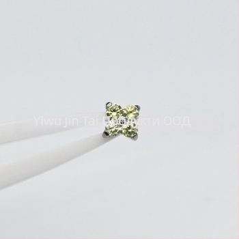 Обеци от имплант-титанов сплав, диамантна обработка, цветеобразна форма, циркониев кристал