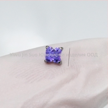 Обеци от имплант-титанов сплав, диамантна обработка, цветеобразна форма, циркониев кристал