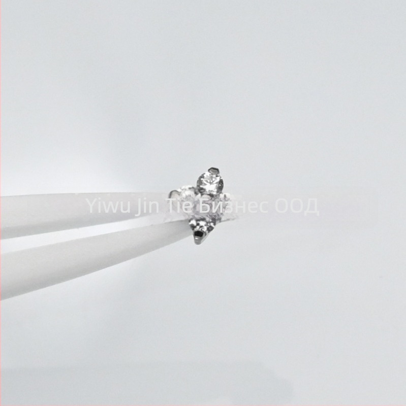 Обеци от имплант-титанов сплав, диамантна обработка, цветеобразна форма, циркониев кристал