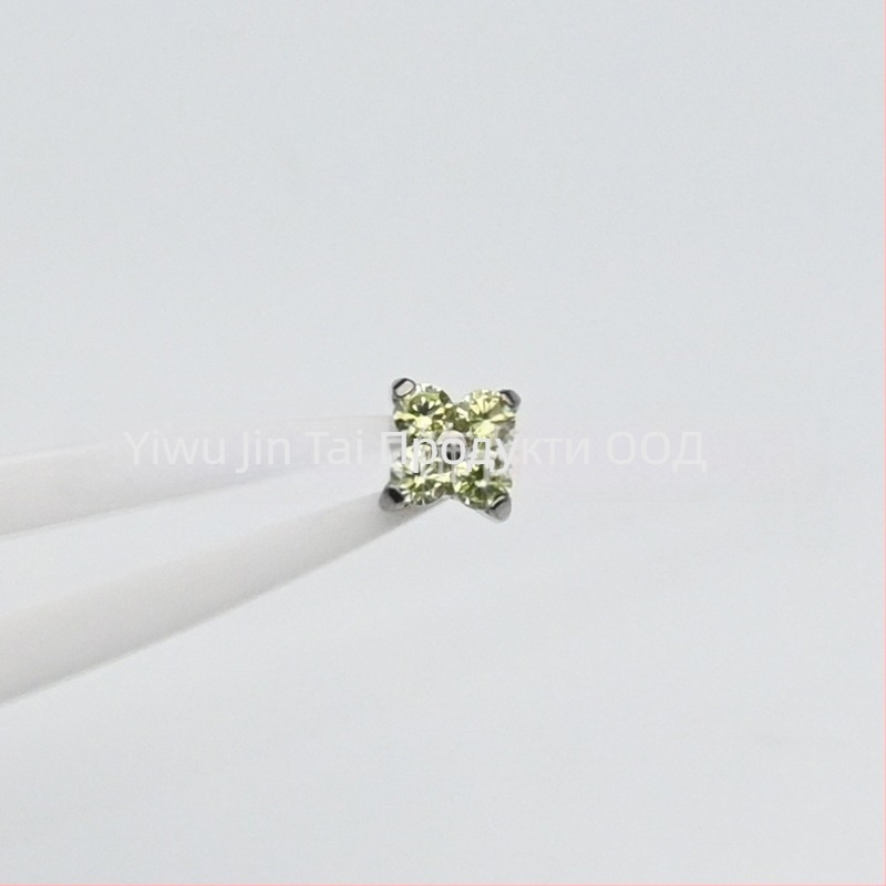 Обеци от имплант-титанов сплав, диамантна обработка, цветеобразна форма, циркониев кристал