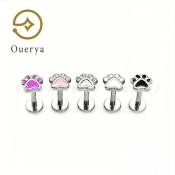 Обеци от титиева сплав, капково емайл с мотиви котешка лапа и лапа на мечка, геометричен дизайн, полирана повърхност